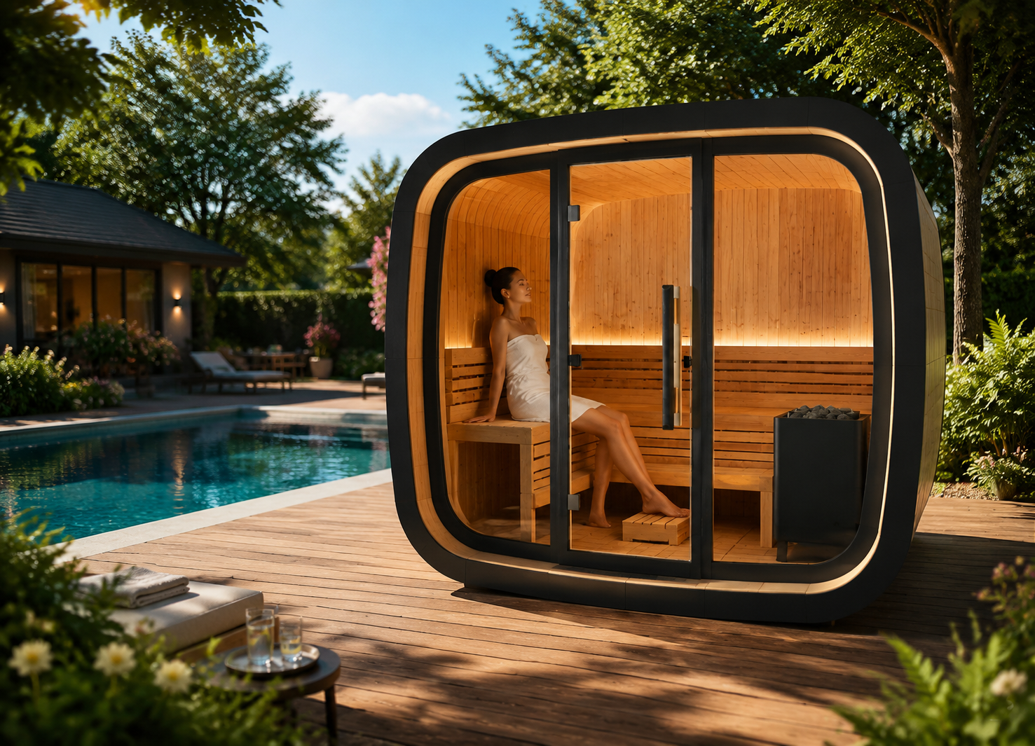 SIP-SQ Outdoor Sauna — 220 × 180 × 210 cm